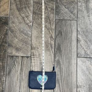 Brighton Blue Heart Design crossbody w/ silver chain handle